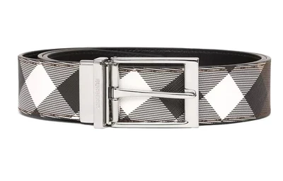 Ремень мужской кожаный Burberry, серый / белый 14017634