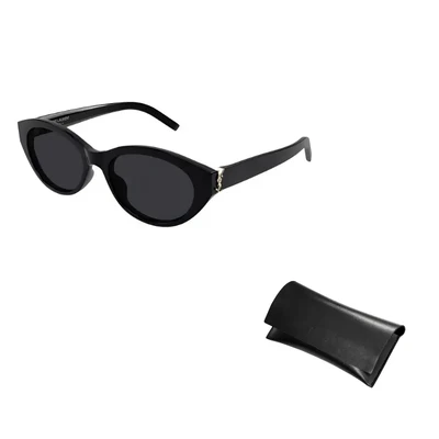 SAINT LAURENT Солнцезащитные очки овальной формы Eyewear Oval Frame, Black 28011752