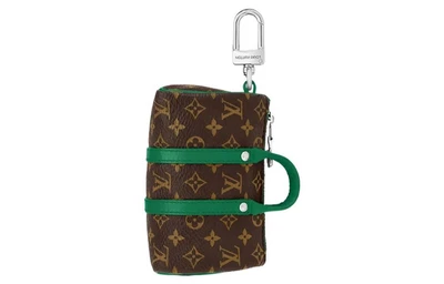 LOUIS VUITTON Мини-кепол из холста с кожаным брелоком Мужская зеленая сумка, Green 27973872