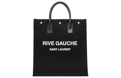 SAINT LAURENT Сумка-шоппер Rive Gauche из холста и телячьей кожи 28012155