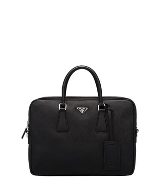 Рабочая сумка из кожи Saffiano Prada, черный 25352420