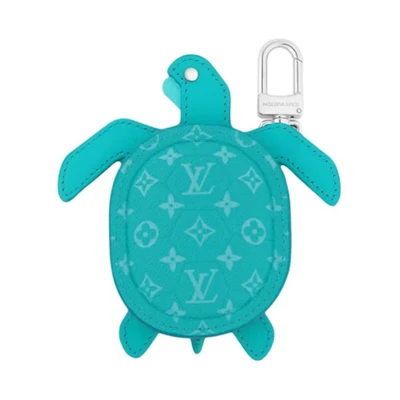 LOUIS VUITTON Кожаный чехол для наушников с плетеными вставками мужской бирюзовый 27974885