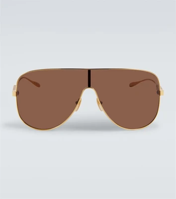 Солнцезащитные очки в оправе-маске Gucci, коричневый 5938604