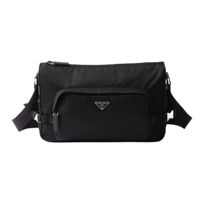 PRADA Переработанный полиамидный наплечный рюкзак унисекс черный 28008647
