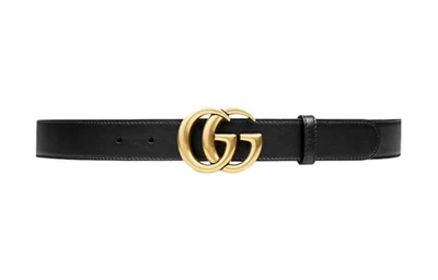 Ремень мужской Gucci кожаный, черный / золотой 14054534