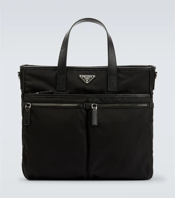 Сумка-тоут с отделкой из Re-Nylon кожи Prada, черный 25633158
