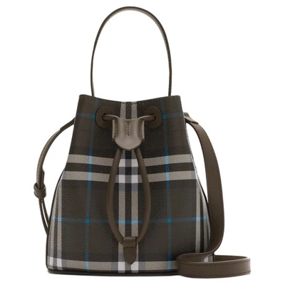 Мини-сумка Burberry бакет кросс-боди унисекс, темно-коричневая 27895799