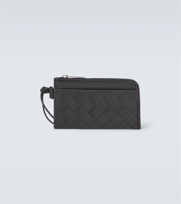 Кошелек из кожи intrecciato Bottega Veneta, черный 5938169