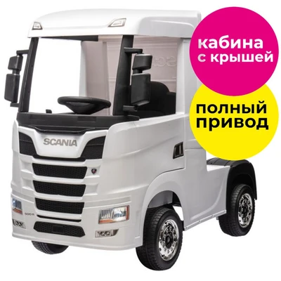 Детский электромобиль фура Scania 500R 4WD 12V - HL698-LUX-WHITE HL698-LUX-WHITE