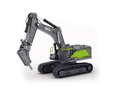 Металлический экскаватор с отбойным молотом HUI NA TOYS масштаб 1:50 - HN1723-GREEN HN1723-GREEN