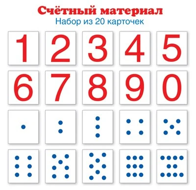 Счетный материал. Набор из 20 карточек. Цифры, числовые кружки (Математические ступеньки, 4-5 лет, 5-6 лет, 6-7 лет) 2123369927