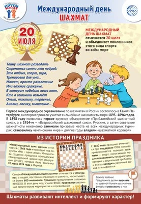 ПЛ-16011 Плакат А3+. Праздничные даты по ФОП: 20 июля - Международный день шахмат 1755338947