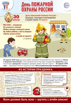 ПЛ-15925 Плакат А3+. Праздничные даты по ФОП: 30 апреля - День пожарной охраны 76234055
