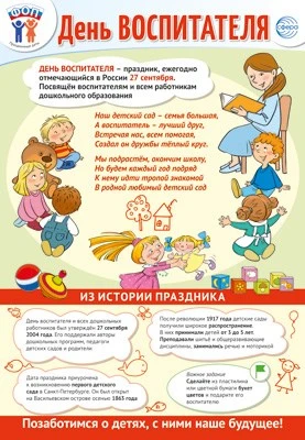 ПО-15483 Плакат А3. Праздничные даты по ФОП: 27 сентября - День воспитателя 530078556