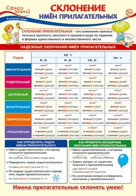 ПО-14261 ПЛАКАТ А3. Русский язык в 4 классе. Склонение имен прилагательных 99359479