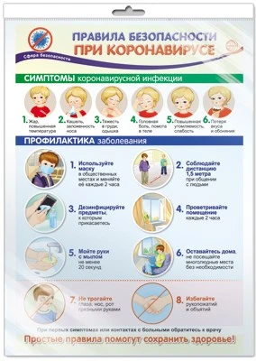 *ПО-13509 ПЛАКАТ А3 В ПАКЕТЕ. Правила безопасности при коронавирусе (в индивидуальной упаковке, с европодвесом и клеевым клапаном) 1538238454