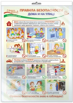*ПО-13412 ПЛАКАТ А3 В ПАКЕТЕ. Окружающий мир в 1 классе. Правила безопасности (в индивидуальной упаковке, с европодвесом и клеевым клапаном) 279677324