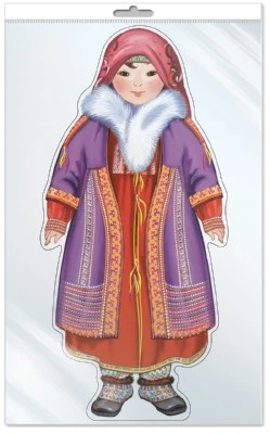*Ф-9620 ПЛАКАТ ВЫРУБНОЙ А3 В ПАКЕТЕ. Девочка в костюме хантов и манси (блестки в лаке, в индивидуальной упаковке, с европодвесом и клеевым клапаном) 1130585527