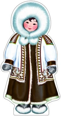 Ф-9510 Плакат вырубной А3. Девочка в чукотском костюме (блестки в лаке) - группа Костюмы 1022526850
