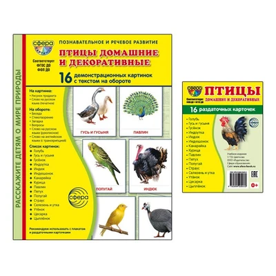 *Комплект. Дем. картинки СУПЕР Птицы домашние и декоративные (2 формата: 173х220 и 63х87) 1470789427
