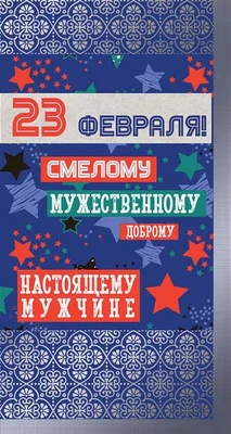 ЦВ-13553 Открытка евроформата. 23 февраля! Смелому, мужественному, доброму, настоящему мужчине (без текста, серебряная фольга) 916330307