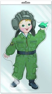 *Ф-13250 ПЛАКАТ ВЫРУБНОЙ А3 В ПАКЕТЕ. Танкист (блестки в лаке, в индивидуальной упаковке, с европодвесом и клеевым клапаном) - группа Профессии 1379526968