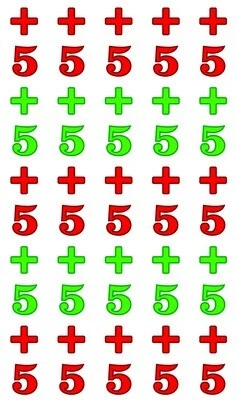 НМ-8110 Набор наклеек для поощрения. 5+ - Пятерки и плюсы на белом фоне (квадратные, 50 шт. на листе) 2106259956