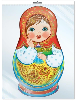 *ФМ-14320 ПЛАКАТ ВЫРУБНОЙ А4 В ПАКЕТЕ. Матрешка (блестки в лаке) 1199054032
