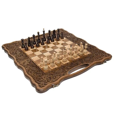 Шахматы + нарды резные "Вардени" 60 с ручкой, Haleyan 1995700023