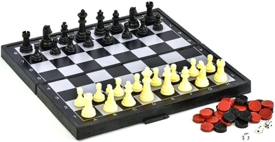 Шахматы, нарды, шашки магнитные пластиковые 3 в 1 (поле 24 см) 33124804