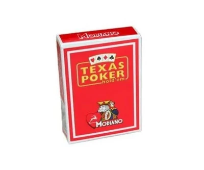 Карты "Modiano Texas Poker" 100% plastic 2 jumbo index red 649661759