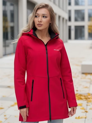 Парка спортивная женская с капюшоном softshell красного цвета 9568Kr 1908918814