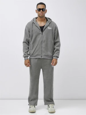Спортивный костюм мужской демисезонный на флисе серого цвета 328Sr 1318438990