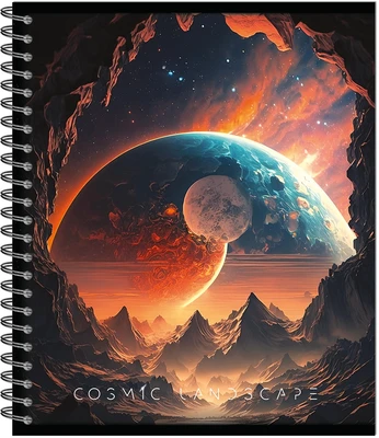 Тетрадь COSMIC LANDSCAPE 170х203, 48 л. гребень, , 4+0+выборочный УФ-лак, 4 диз 1665174778