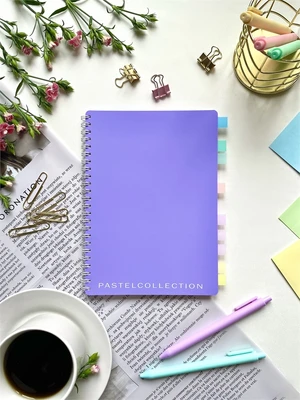 НОВИНКА! Тетрадь А5 80 л. Pastel Collection Purple/Pink, с обложкой из двухстроннего двухцветного пластика, на металлическом гребне 40190330