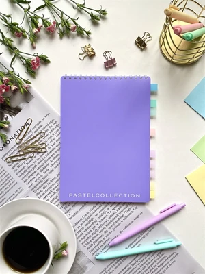 НОВИНКА! Блокнот А5 60 л. Pastel Collection Purple/Pink, с обложкой из двухстроннего двухцветного пластика, на металлическом гребне 482203285