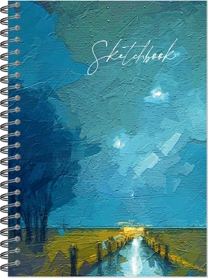 Блокнот для зарисовок SKETCHBOOK А5 с жесткой ламинированной обложкой 60л. НОЧНОЙ ПЕЙЗАЖ 1264261063