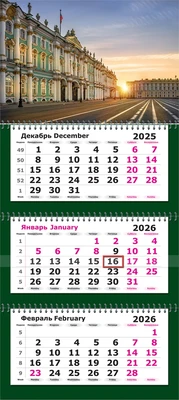 Календарь трехсекционный "ПРЕМИУМ" на 2026 год, "Питер. На Дворцовой площади" 242006574