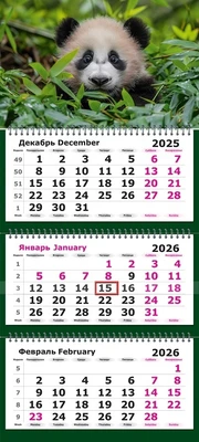 Календарь трехсекционный на 2026 год, "Панда стиль" 1378672733
