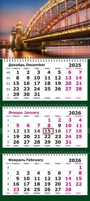 Календарь трехсекционный на 2026 год, "Питер. Большеохтинский Мост" 2138050994