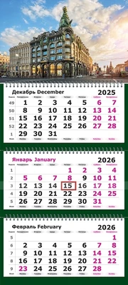 Календарь трехсекционный на 2026 год, "Питер. Дом Книги" 484032967