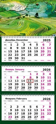 Календарь трехсекционный на 2026 год, "Рисовые террасы" 2104098935