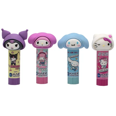 76581 Клей-карандаш с топпером Kuromi and friends ПВП 9 г, микс 4 героя, дисплей-бокс 1856472077