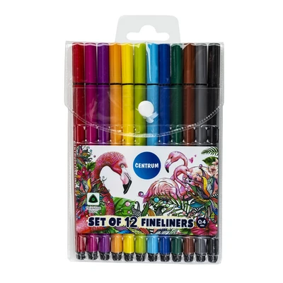 80255 Набор 12 капиллярных цветных ручек FINELINERS, 0.4 мм, в индивидуальной упаковке с европодвесом 1057981341