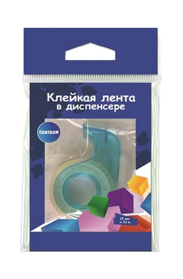 74786 Клейкая лента 15 мм х 10 м прозрачный, в диспенсере, 4 цвета в ас-те, толщина 40мк, в ПВХ-пакете 1903750111