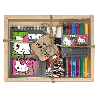 72989 Набор блокнот Hello Kitty Manga, А6, 60 листов+Набор цветных гелевых ручек, колпачки в виде Котиков, 6 цветов+Корректор-лента Hello Kitty 5мм х 3м на блистере 1576026870