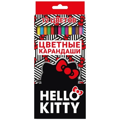 74722 Карандаши цветные пластиковые Hello Kitty 177 мм, 12 цв., шестигранные, в картонной упаковке с европодвесом 537467221