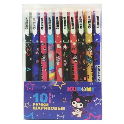 71555 Набор цветных шариковых ручек Kuromi, 10 цветов, 0,7 мм, в ПВХ-упаковке 2116910838