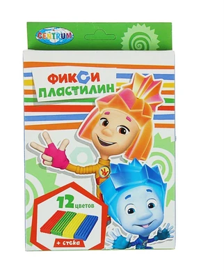 86404 Пластилин 12 цветов Фиксики, 240 грамм, стека пластиковая, картонная упаковка с европодвесом 1988531713