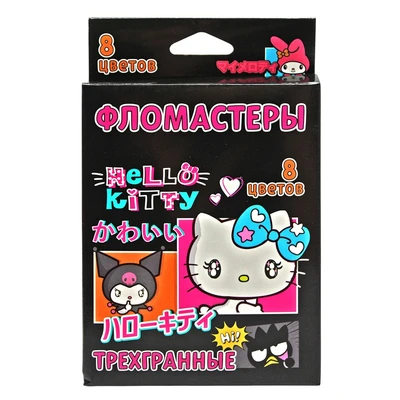 78284 Фломастеры трехгранные "Hello Kitty" 8 цв., в картонной упаковке с европодвесом 473775965